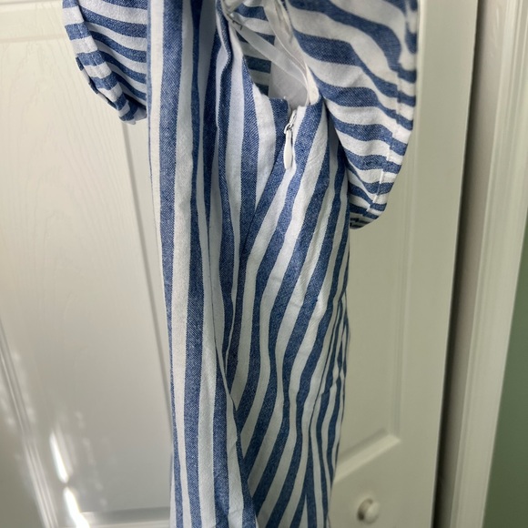 Brand New with Tags - Mini Off the Shoulder Dress Blue & White Striped by Lulus - Picture 3 of 3